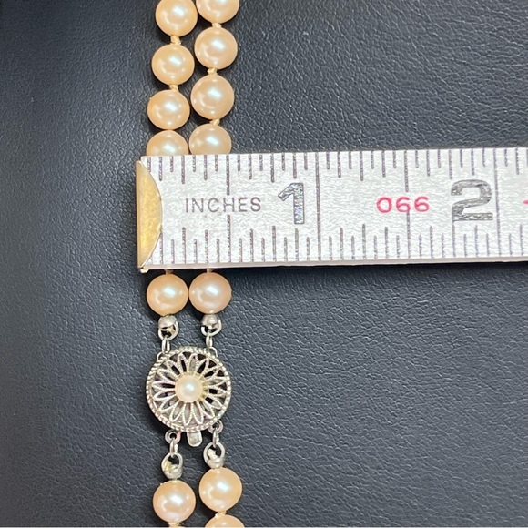 Sterling VTG 50's Simulated Pearls Golden Champagne Double Strand 23" - Picture 5 of 12